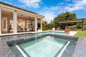 HD real estate photography of the pool at 5630 N Sterling Ranch Drive, Davie, FL
