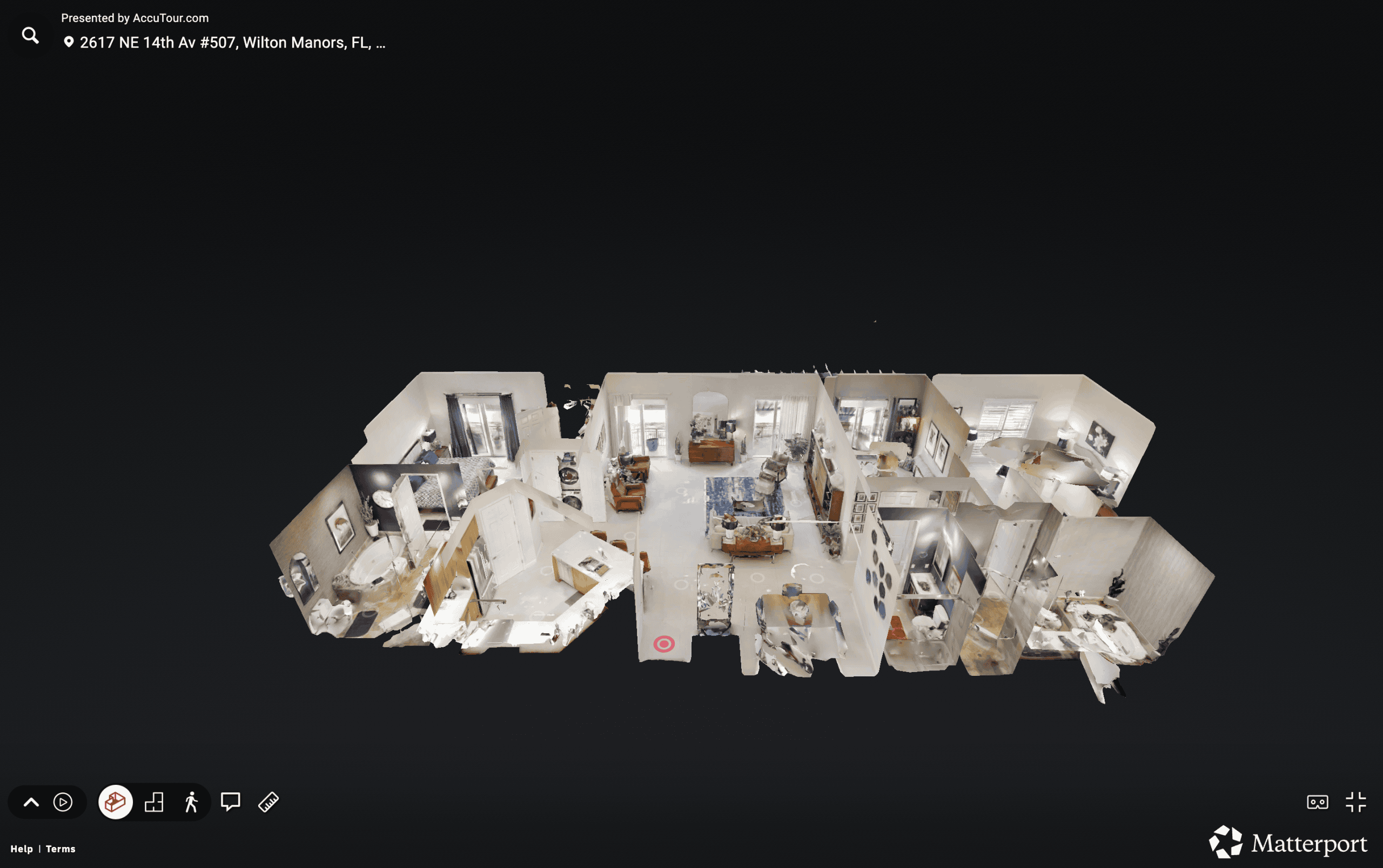 3D virtual tour of a contemporary home in Wilton Manors, Florida, showcasing detailed interior desig.